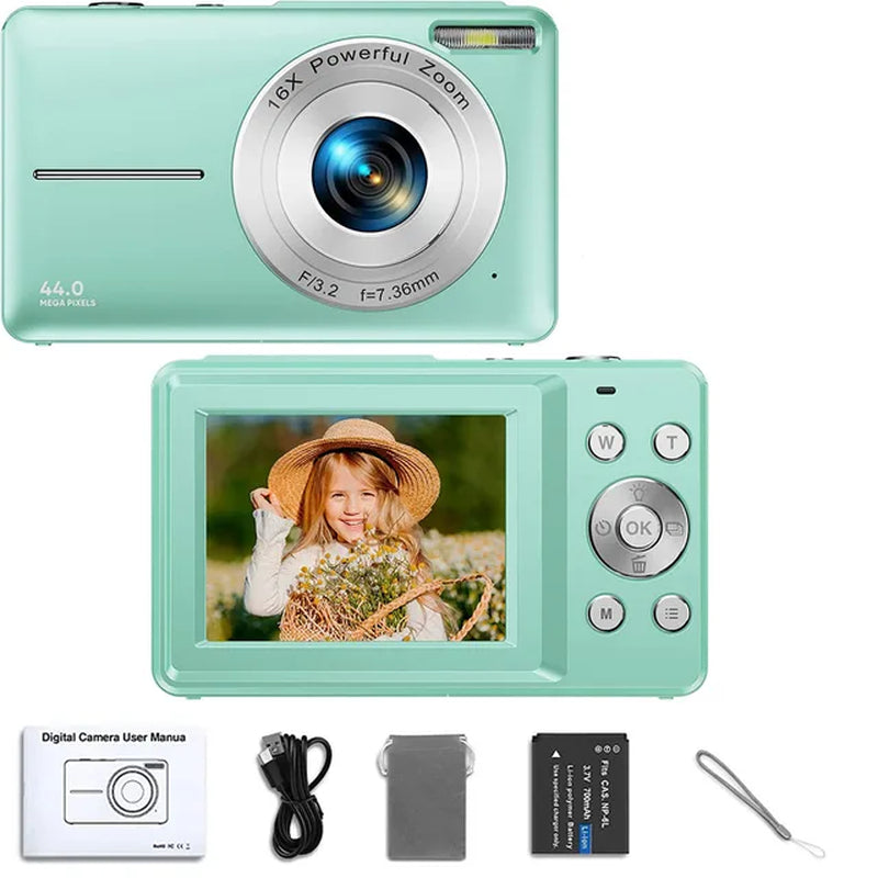 HD Digital Camera 44MP 1080P FHD Photography Camera Video Camcorder 16X Zoom Portable Vlogging Camera for Kids Adults Beginners