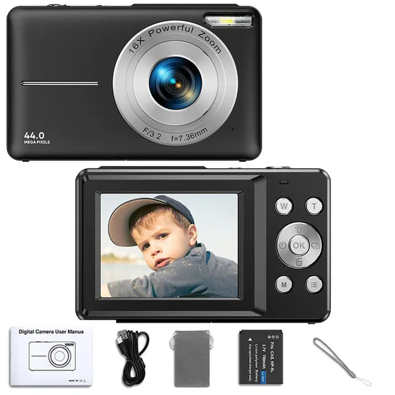 HD Digital Camera 44MP 1080P FHD Photography Camera Video Camcorder 16X Zoom Portable Vlogging Camera for Kids Adults Beginners